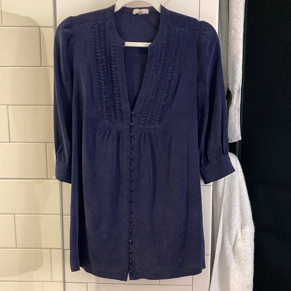 Joie navy blue silk top